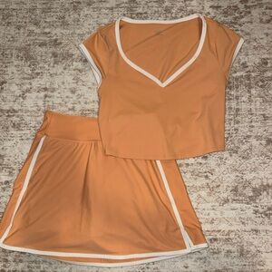 Old Navy Women's Orange Skirt Set with White Trim